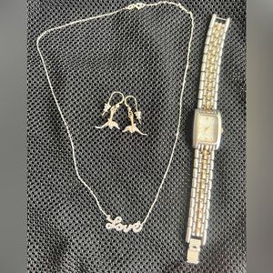 Watch, Necklace and Earrings Bundle